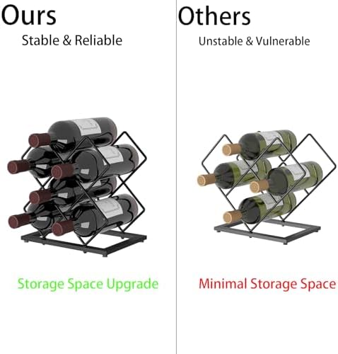 Countertop Wine Rack, 6 Bottles Wine Storage Capacity, Modern Corner