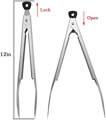 DEVICO 2Pcs 12 Inch 18/8 Stainless Steel Kitchen Tongs for Cooking