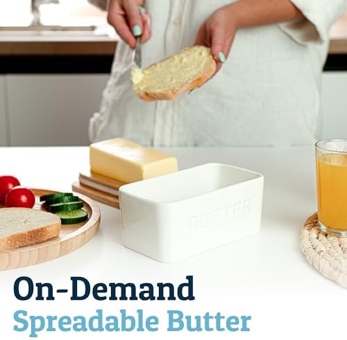 PriorityChef Extra Large Butter Dish with Lid for Countertop, Ceramic