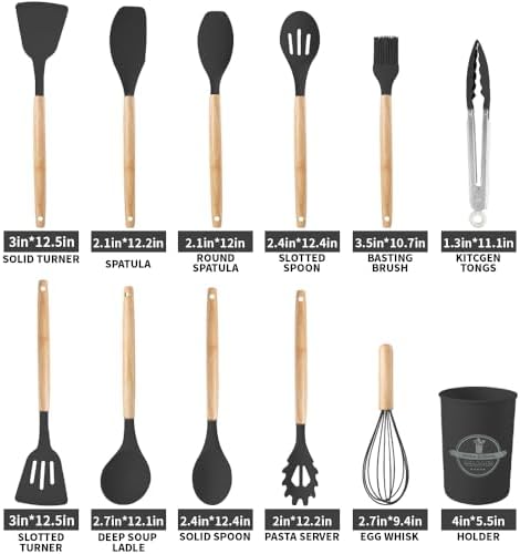 Silicone Cooking Utensils Set, 12Pcs Large Heat Resistant Kitchen