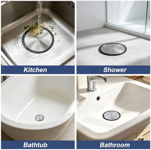 Stainless Steel Over the Sink Colander & Drain Hair Catcher, 4.3 QT