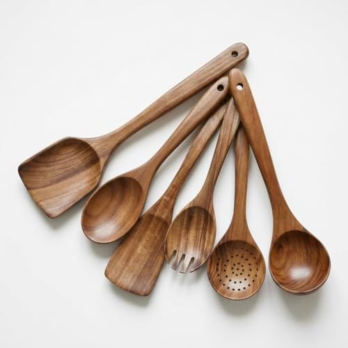 APM DISTRIBUTION 6-Piece Teak Wood Spatula Set