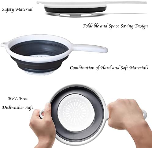 Collapsible Kitchen Strainer with Handle - Silicone Colander
