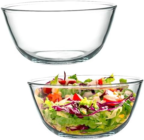 2.1 QT Borosilicate Glass Mixing Bowls Set of 2 (7.8 inch Diameter)