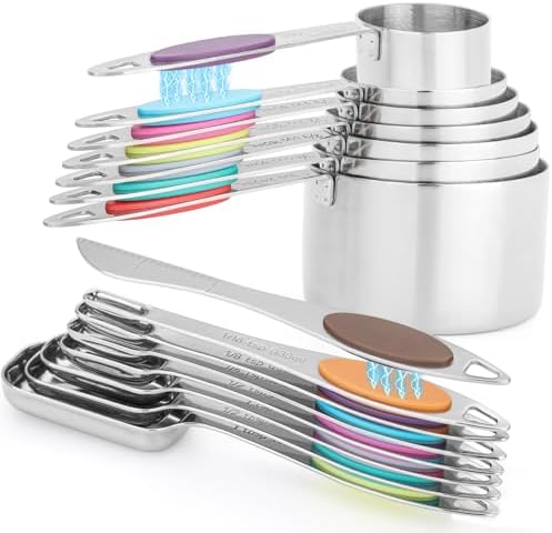 Magnetic Measuring Cups and Spoons Set, 15 Piece Stainless Steel