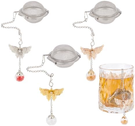 UNICRAFTALE 3 Sets Round Loose Tea Strainer Butterfly Shaped Stainless
