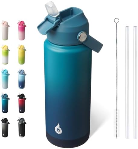 BJPKPK 24oz Insulated Water Bottle, Stainless Steel Bottle with Straw