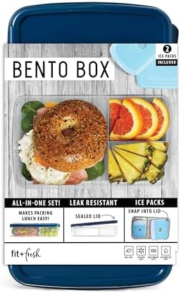 Fit & Fresh Bento Box Adult and Kids Lunch Box Container, Includes 2
