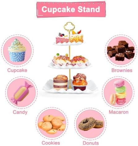 5 Pcs Dessert Table Display Set - 2 Pcs 3-Tier Dessert Display Stands