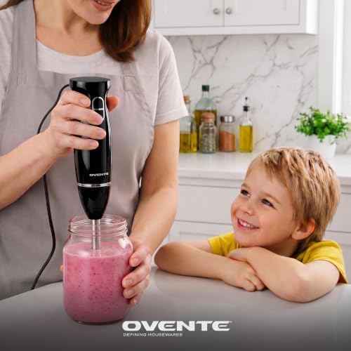 OVENTE Electric Corded Hand Blender, 300W with 2 Mixing Speeds Black