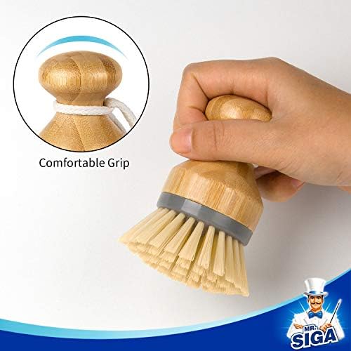MR.SIGA Bamboo Dish Scrub Brush, Pack of 2