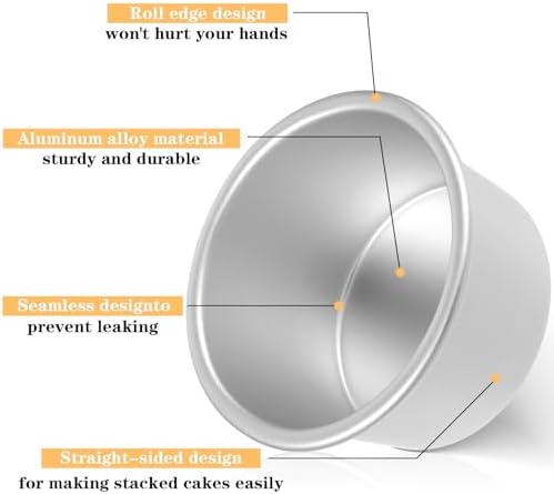 12 PCS Mini Aluminum Round Cake Pans, Nonstick Pudding Baking Molds