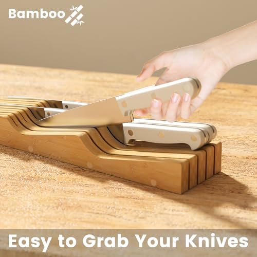 Bamboo In-Drawer Knife Block, 9 Knives