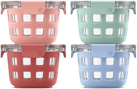 Ello Duraglass 2 Cup Glass Storage Containers, 4 Pack