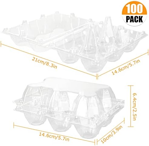 100PCS Plastic Egg Cartons Bulk 2x3 Egg Holders Style Holds 6 Eggs