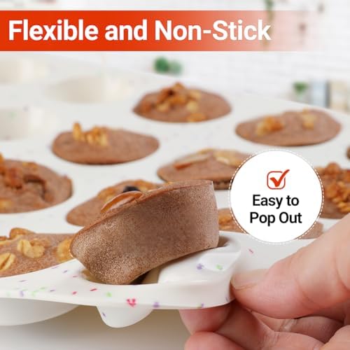 Silicone Muffin Pan, 24 Cups Nonstick Mini Cupcake Pan, Muffin Pan for