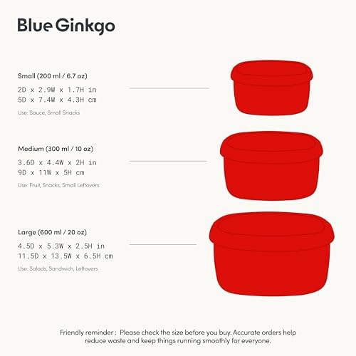 BLUE GINKGO Nesting Silicone Containers - Set of 3 Hard-Shell Silicone
