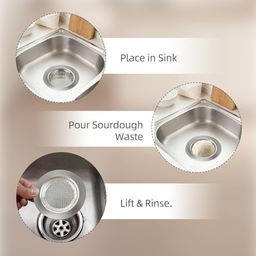 3 Pack Sourdough Drain Catcher, 4.5" Sink Drain Strainer
