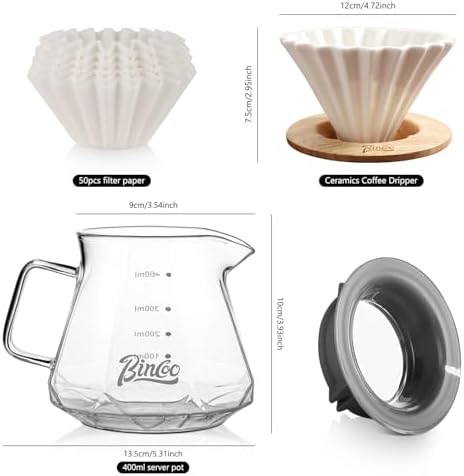 Bincoo 400ML Ceramic Pour Over Coffee Maker Set