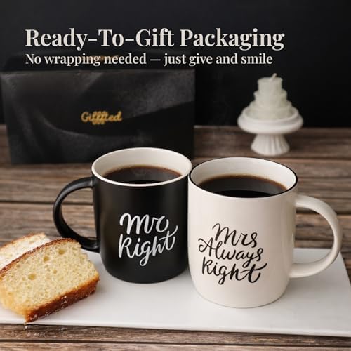 Triple Gifffted Mr Right and Mrs Always Right Coffee Mugs Gift Set