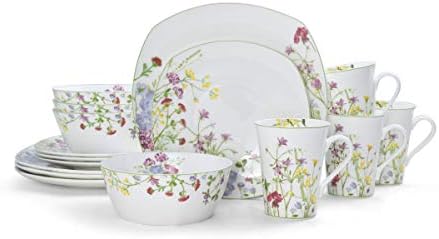 Mikasa Wildflower Garden Dinnerware Set, 16-Piece Bone China Dishes