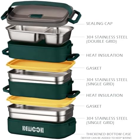 Bento Box Adult Lunch Box, 74 Oz with Lunch Bag (Green)