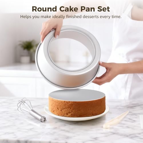 2 Pcs 9.5" Round Cake Pans, Anodized Aluminum Alloy Cake Molds with