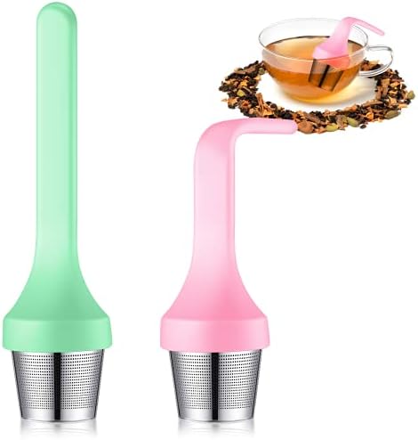 2pcs Tea Infuser,Extra Fine Mesh Tea Cup Filter Silicone Handle