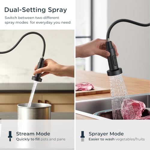 FORIOUS Touchless Kitchen Faucet, Matte Black