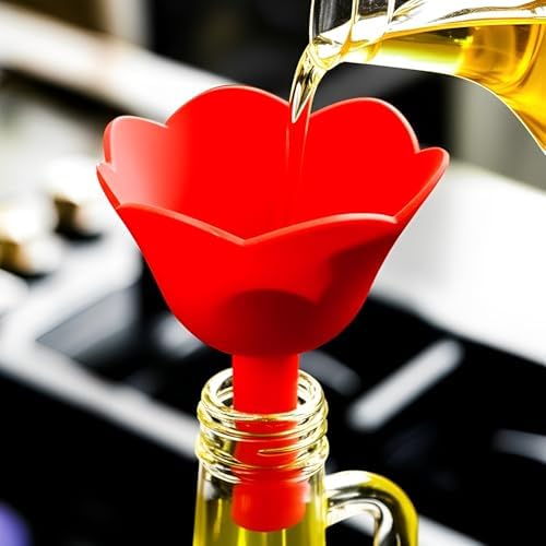 Silicone Flower Funnel Set of 3 – Collapsible Flexible Kitchen Funnels