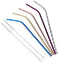 Drinking Straws Set with Brush, Bent and Straight Stainless Steel