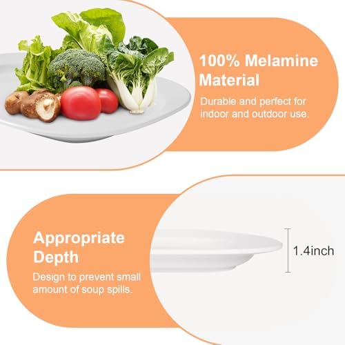 2 Pack Extra Large 17.5 Inch White Serving Trays,Reusable Melamine