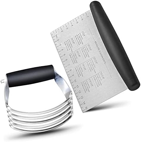 ALLTOP Stainless Steel Bench Scraper & Pastry Blender Cutter Set