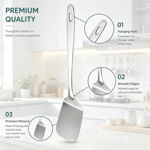 Stainless Steel Spatula Spoon Set, 4PCS Large Cooking Utensils Set