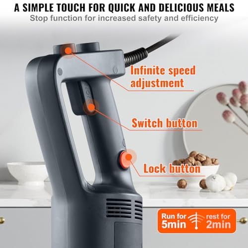 VEVOR Commercial Immersion Blender 750W 20" Heavy Duty Kitchen Hand