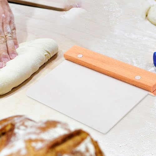 Dough Scraper Cutter Stainless Steel with Wood Handle for Baking
