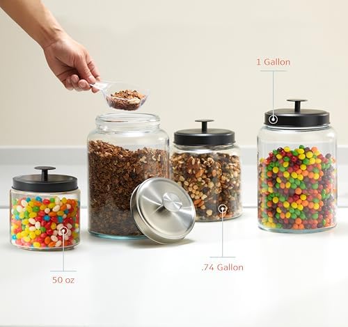 KooK Glass Storage Containers with Lids, Glass Jar with Lid, 1 Gallon