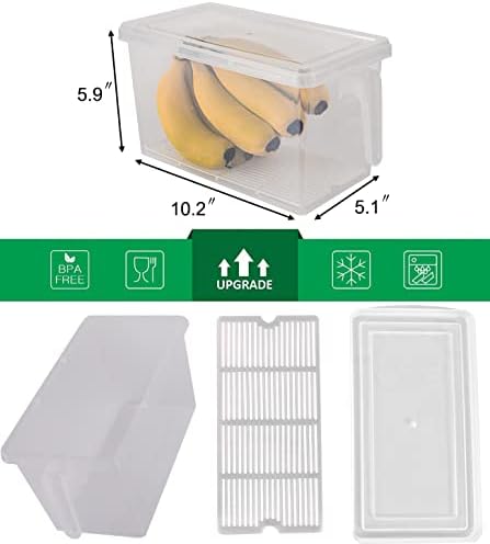 Sooyee Produce Saver Containers, 5L x 4, with Drain Tray
