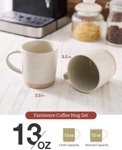 famiware Coffee Mugs Set of 6, 13 oz Mug Set, Ceramic Cup Set with