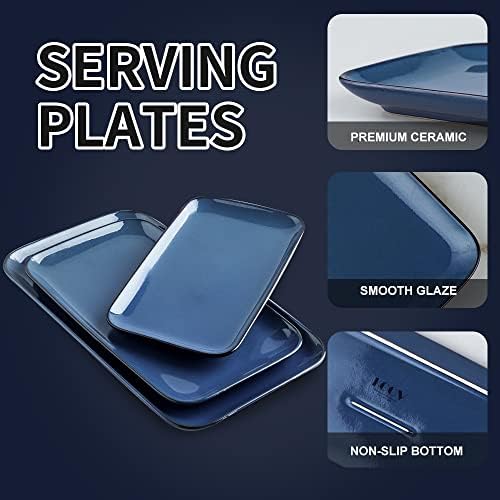 KOOV Rectangular Serving Tray, 14/12/10 Inch Large Serving Platter