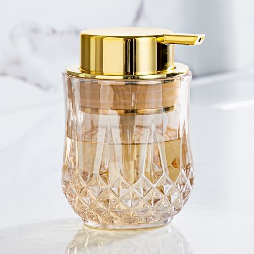 Enra Glass Soap Dispenser, Gold Hand Soap Dispenser Crystal Small