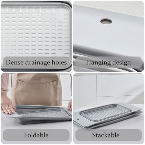 Collapsible Silicone Over-the-Sink Strainer, Gray