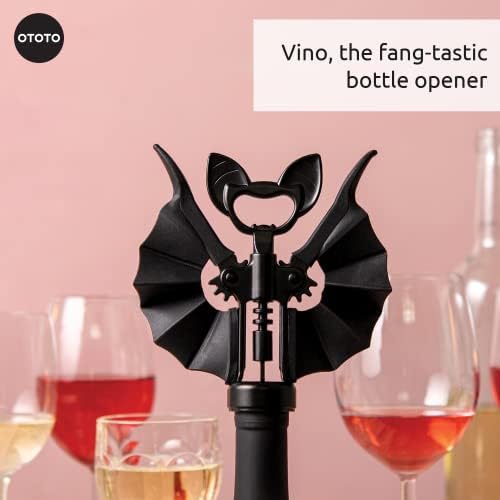 OTOTO Vino Spooky Bat 2-in-1 Wine & Beer Opener, Corkscrew & Bottle