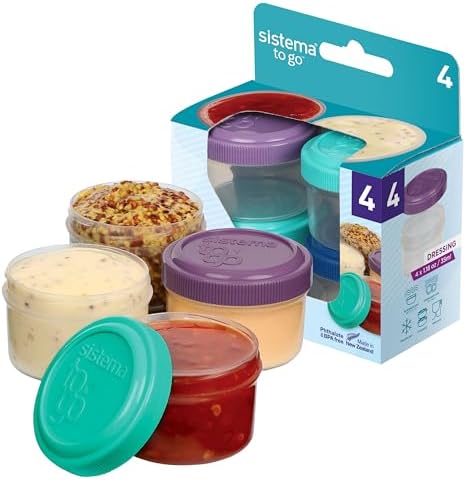 Sistema 4-Piece Salad Dressing and Condiment Containers with Lids for