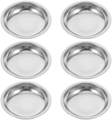 PRETYZOOM Tea Bag Holder Dish Set of 6 Stainless Steel Round Saucer
