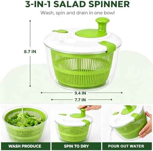 TOPROAD Salad Spinner, 5L Vegetable Washer & Dryer with Colander & Bowl