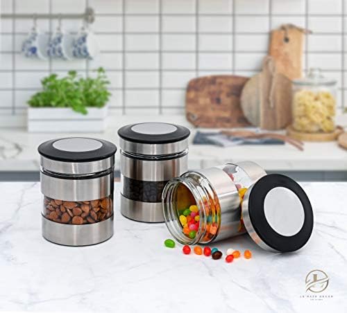Le'raze Quality Stainless Steel Canister Set of 3 for Kitchen Counter