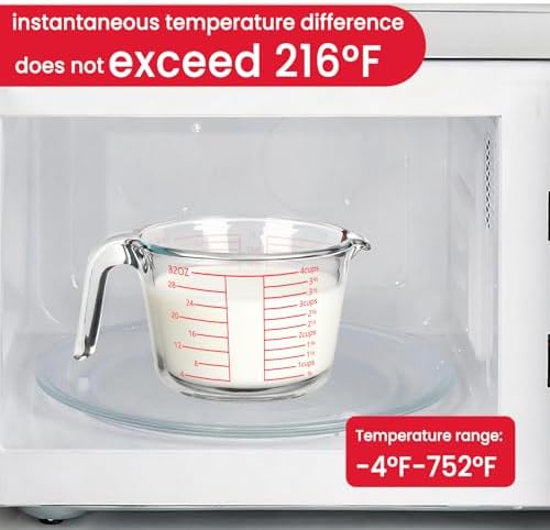 Measuring Cup 4 Cup/1000ML Glass liquid Measuring Cups with Lids