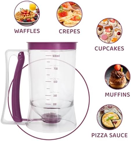 Pancake Batter Dispenser with Measuring Label, Purple