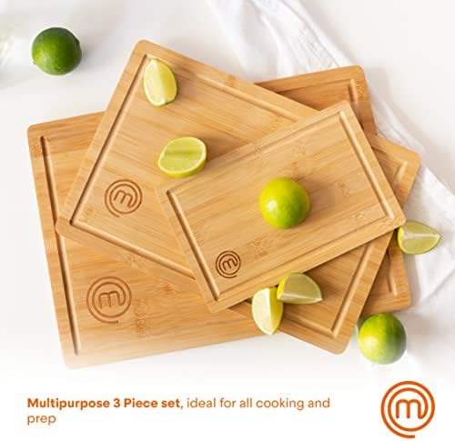 MasterChef Wooden Cutting Boards for Kitchen, Bamboo Cutting Board Set
